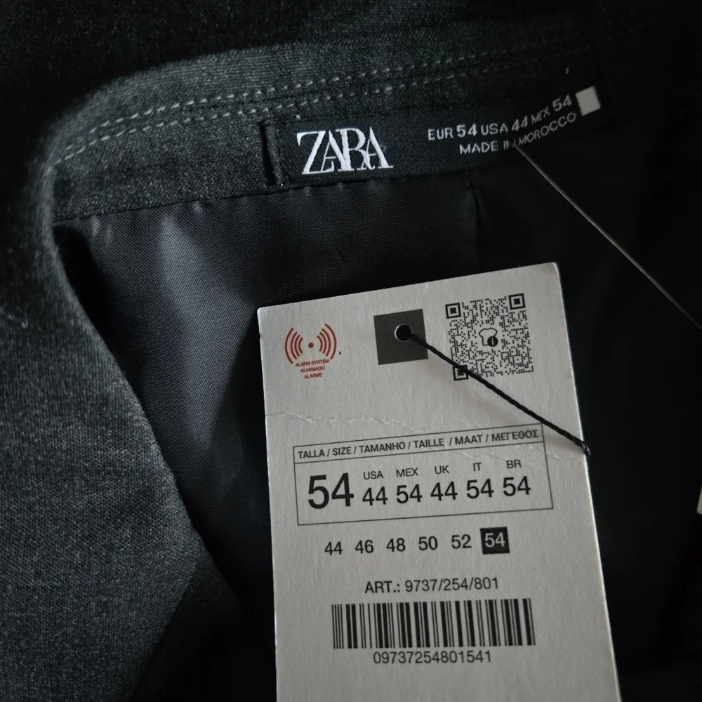 New Zara Comfort Slim Fit Lapel Collar Button Front Anthracite Grey Suit Blazer